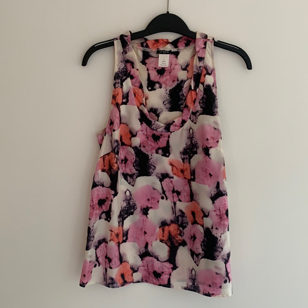 Silk floral J. Crew tank